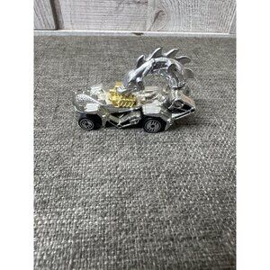 Hot Wheels 1987 Silver Dragon Car With Gold Details & Black Wheels